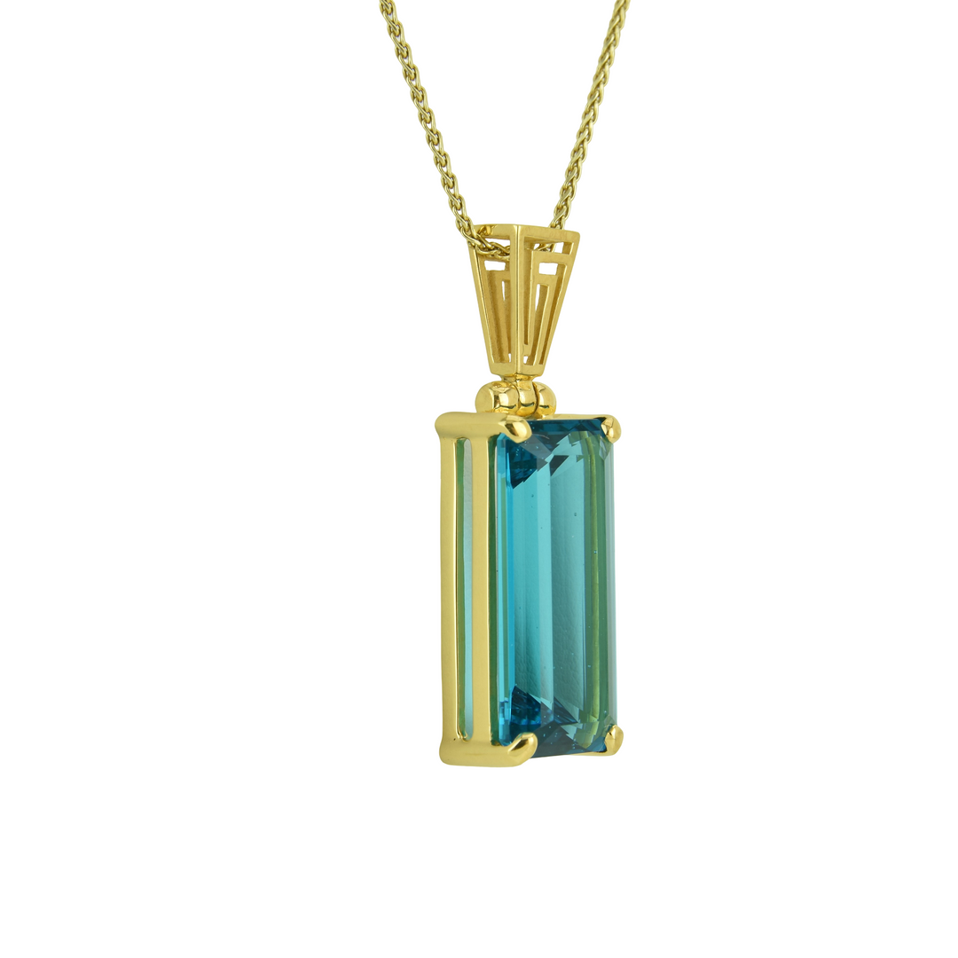 Blue Green Obsidian Pendant