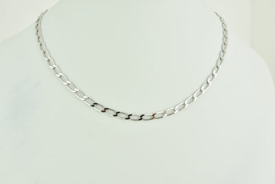 Open Link Sterling Silver Chain with White Rhodium plate