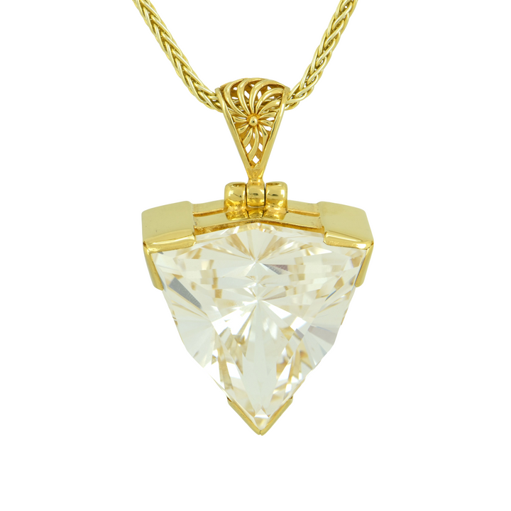 White Sapphire Pendant, Galactic Cut, set in Sterling Silver plated in Yellow Gold