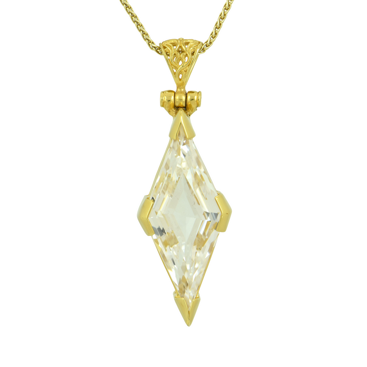 White Sapphire Pendant, set in Sterling Silver plated in Yellow Gold