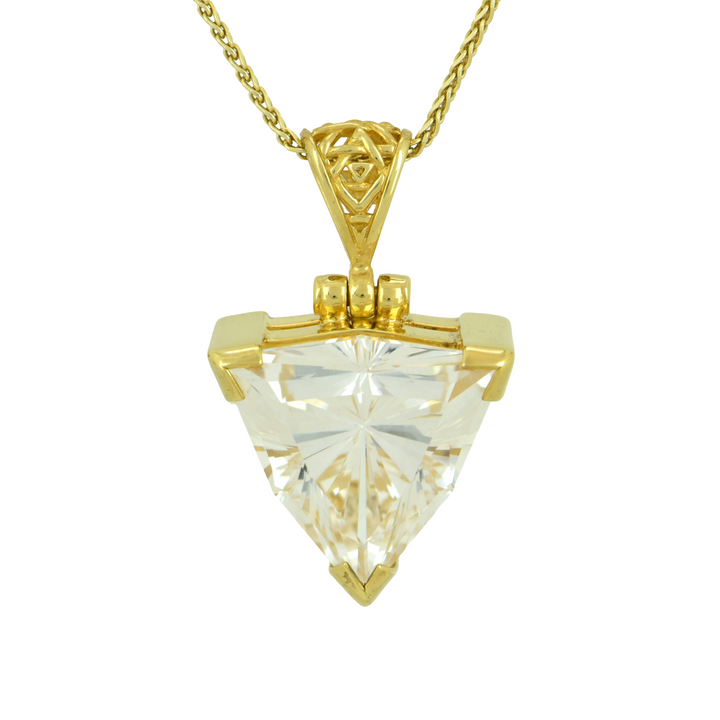 White Sapphire Pendant, Galactic Cut, set in Sterling Silver plated in Yellow Gold