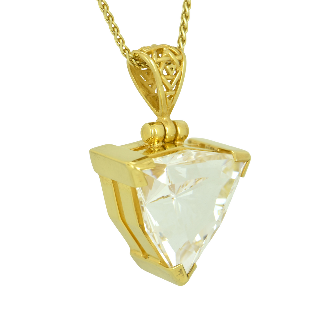White Sapphire Pendant, Galactic Cut, set in Sterling Silver plated in Yellow Gold