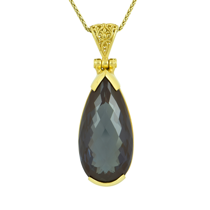 Alexandrite Chrysoberyl Pendant, Pear Cut, set in Sterling Silver plated in Yellow Gold