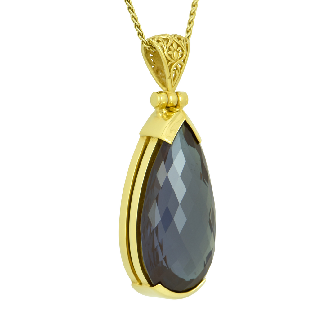 Alexandrite Chrysoberyl Pendant, Pear Cut, set in Sterling Silver plated in Yellow Gold