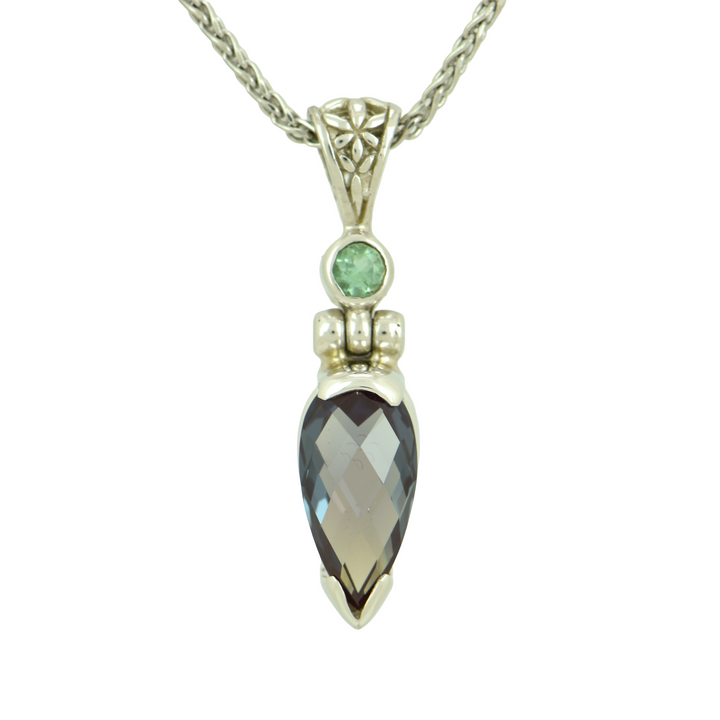 Alexandrite Chrysoberyl Pendant, Pear Cut, set in Sterling Silver plated in White Rhodium