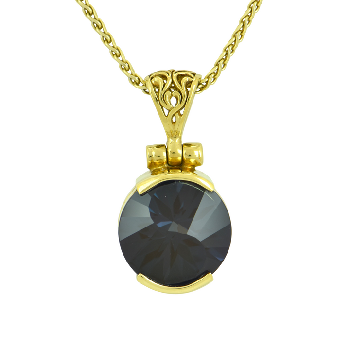 Alexandrite Chrysoberyl Pendant, Round Yin Yang Cut, set in Sterling Silver plated in Yellow Gold