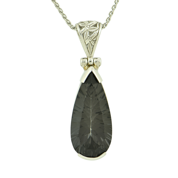 Midnight Mystic Quartz, Pear Cut, set in Sterling Silver plated in White Rhodium