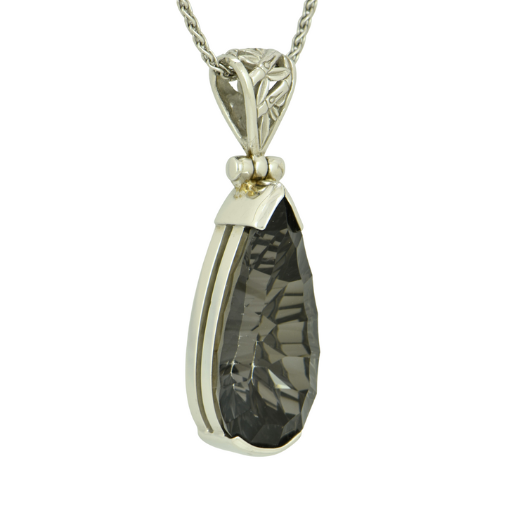 Midnight Mystic Quartz, Pear Cut, set in Sterling Silver plated in White Rhodium