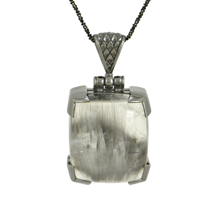 Brookite Pendant, Rectangle Cut, set in Sterling Silver plated in Black Rhodium