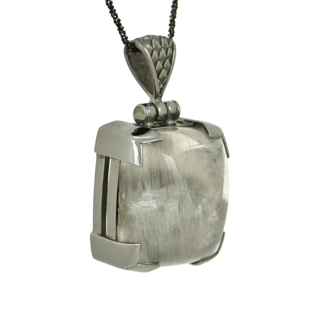 Brookite Pendant, Rectangle Cut, set in Sterling Silver plated in Black Rhodium