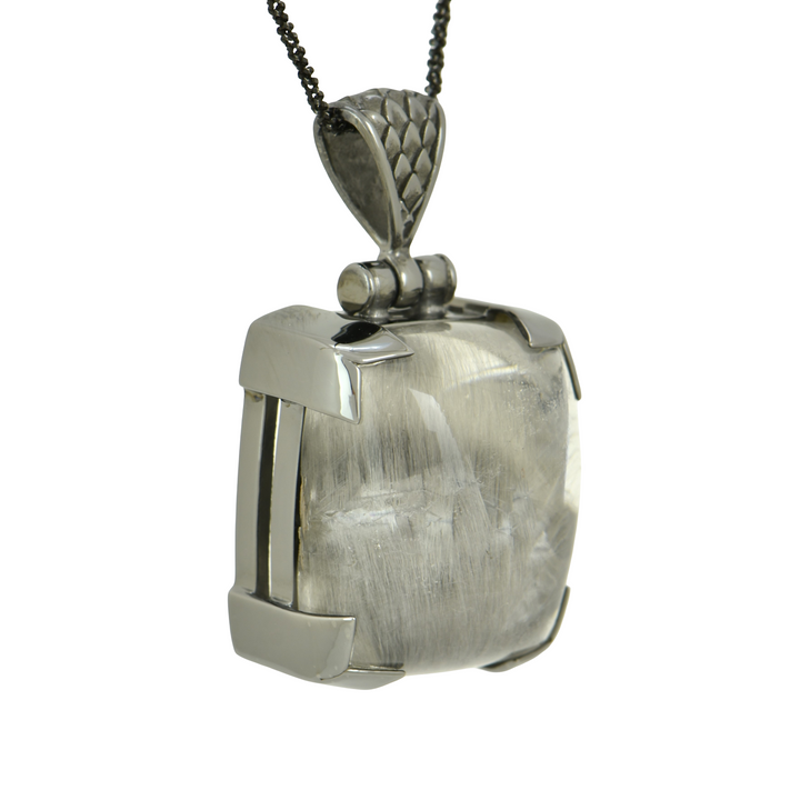 Brookite Pendant, Rectangle Cut, set in Sterling Silver plated in Black Rhodium