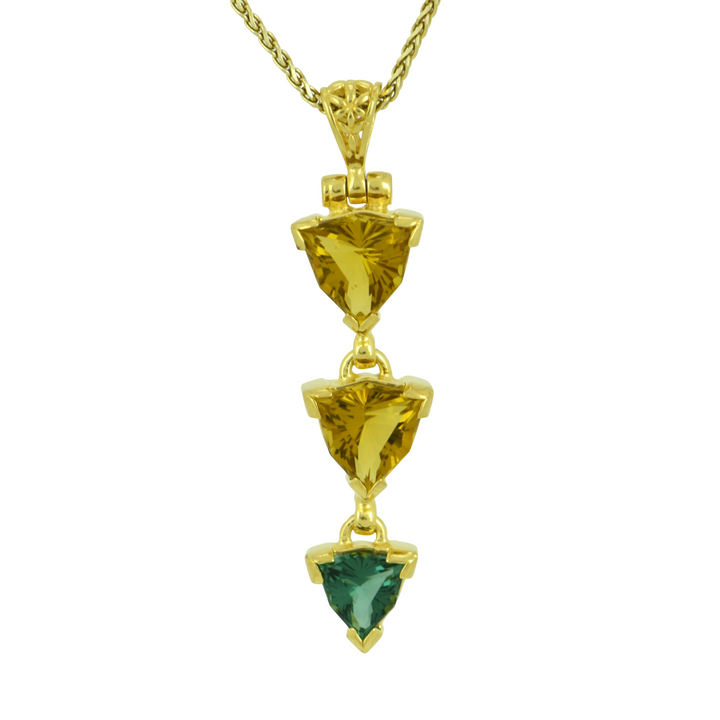 Golden-Blue Green Obsidian Pendant