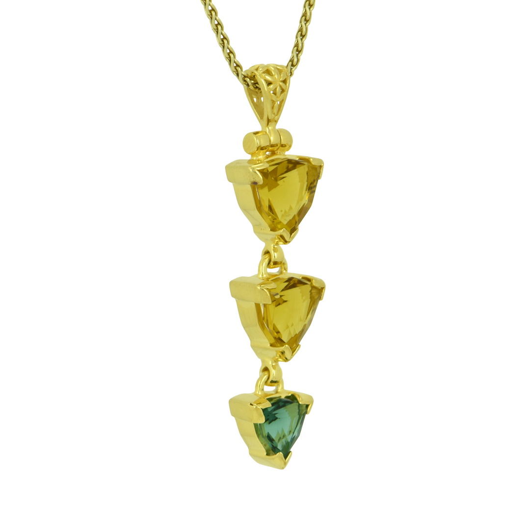 Golden-Blue Green Obsidian Pendant