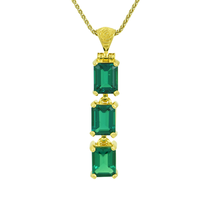 Biron Emerald Triple Stone Pendant