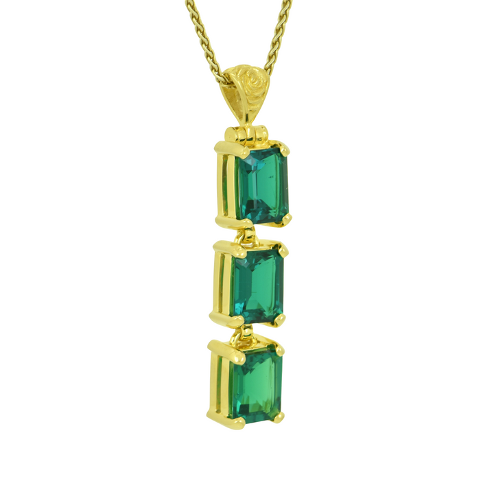 Biron Emerald Triple Stone Pendant