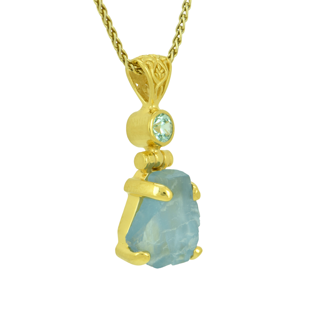 Raw Blue Beryl Pendant