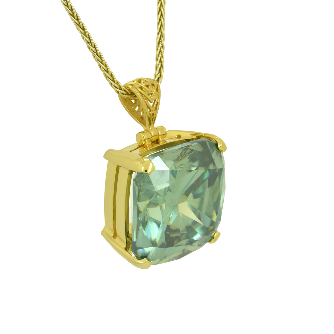 Blue Green Moissanite Pendant