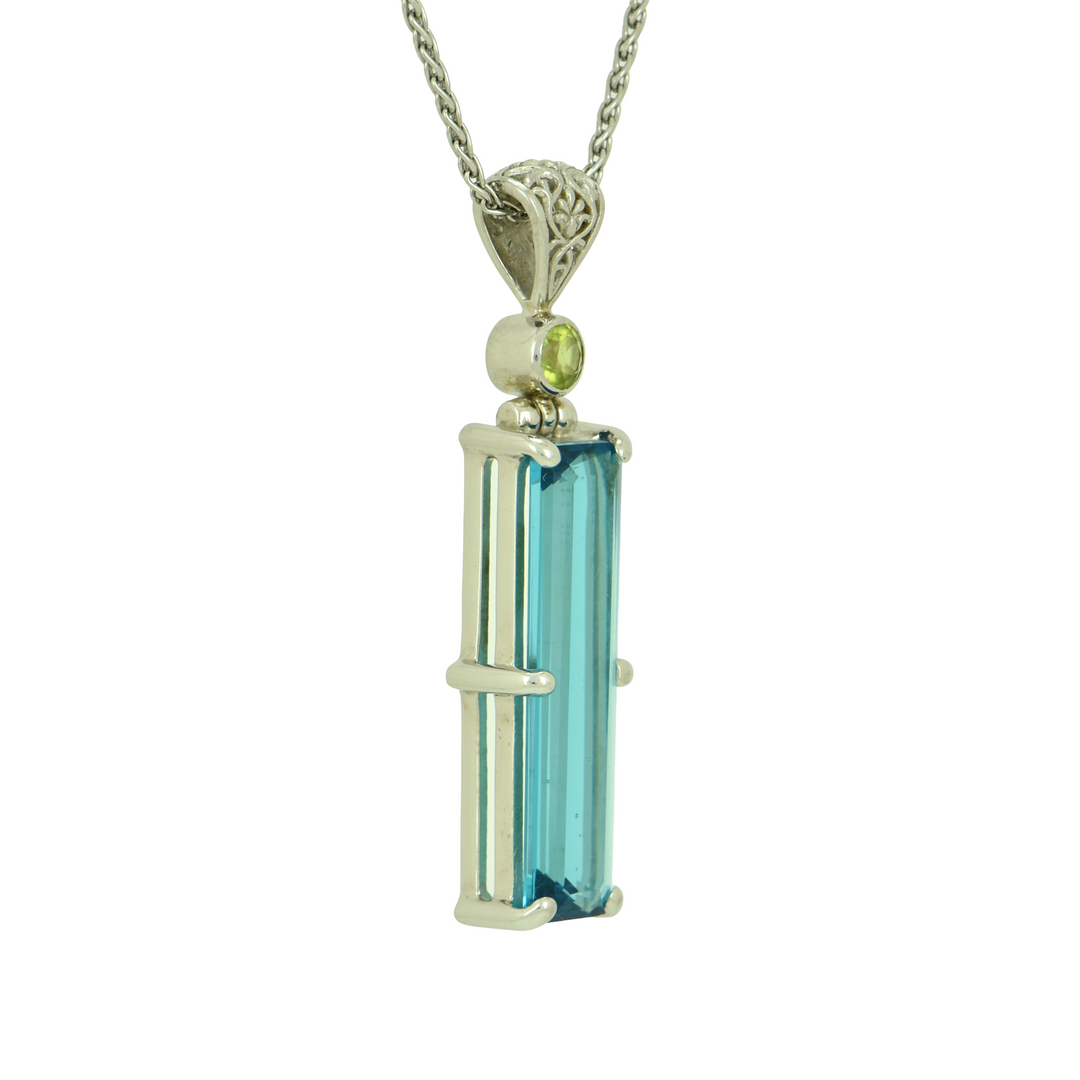 Blue Green Obsidian Pendant