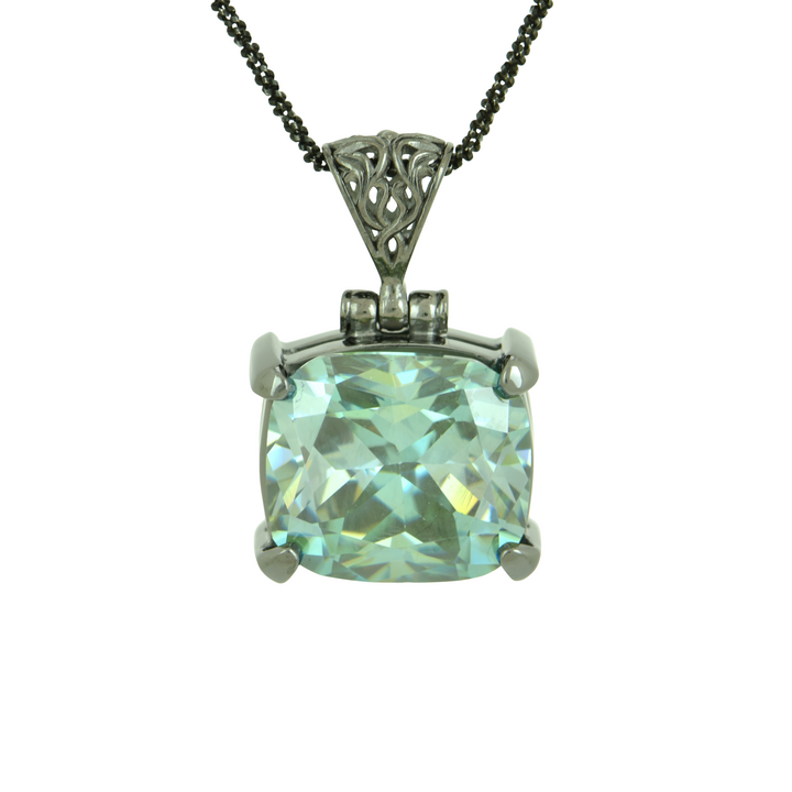 Blue Green Moissanite Pendant