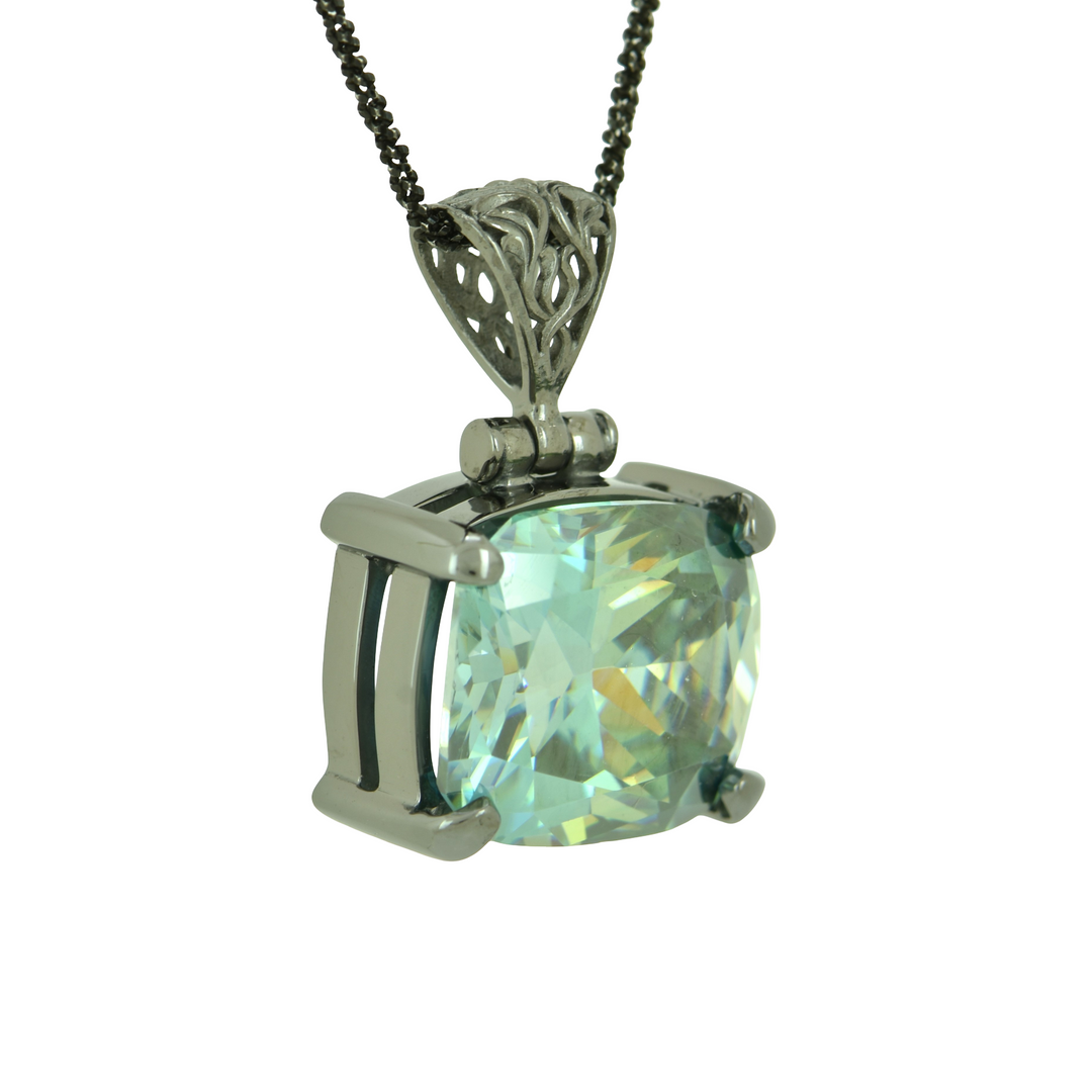 Blue Green Moissanite Pendant