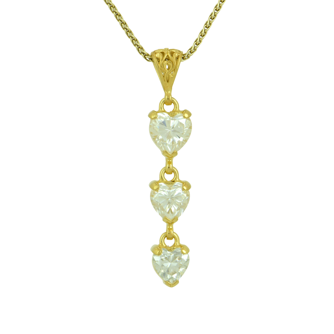 White Moissanite Heart Pendant