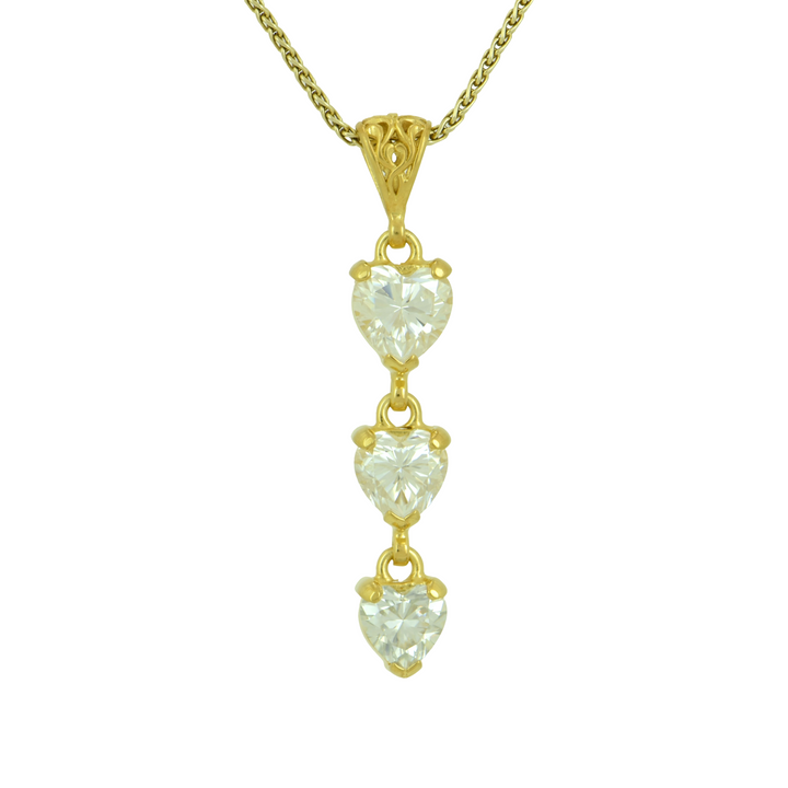 White Moissanite Heart Pendant
