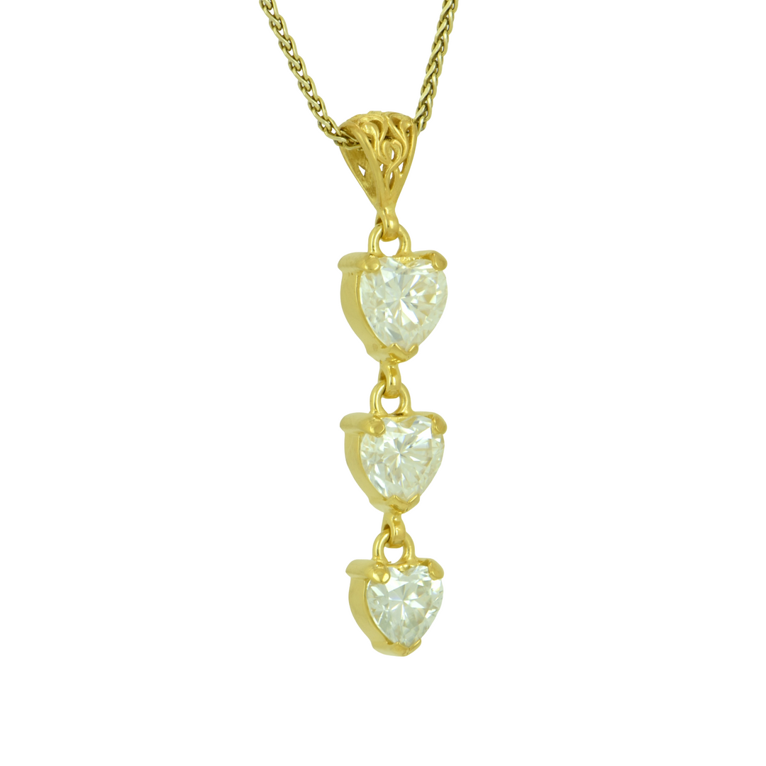 White Moissanite Heart Pendant