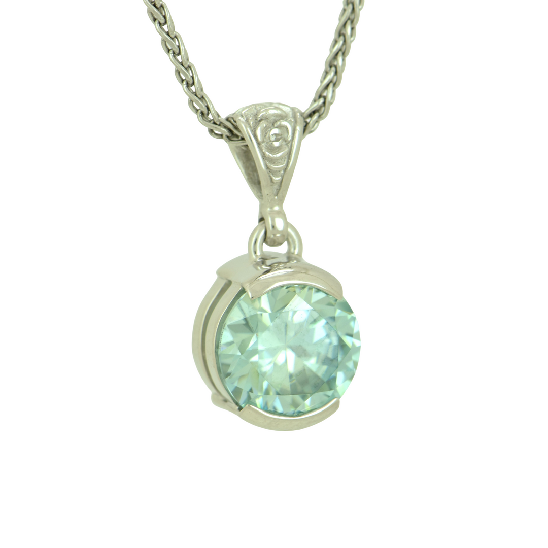 Light Blue Moissanite Pendant