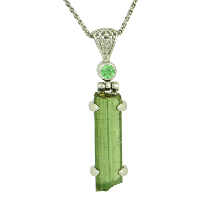 Raw Green Tourmaline Pendant