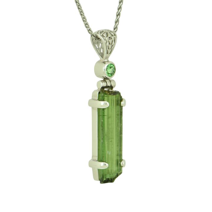 Raw Green Tourmaline Pendant