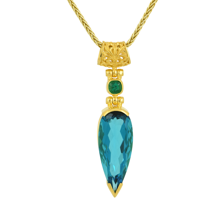 Blue Green Obsidian Pendant