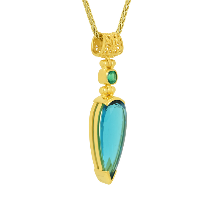 Blue Green Obsidian Pendant