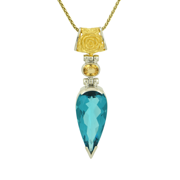 Blue Green Obsidian Pendant