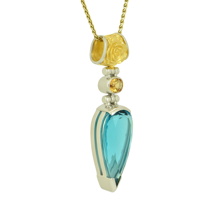Blue Green Obsidian Pendant