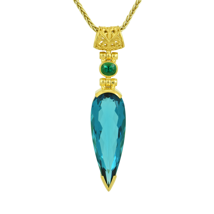Blue Green Obsidian Pendant
