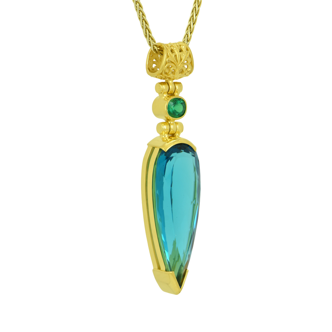 Blue Green Obsidian Pendant