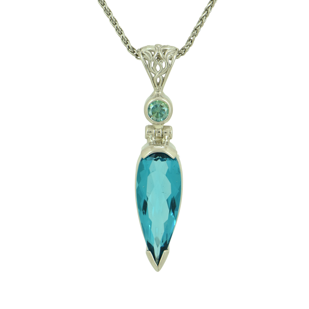 Blue Green Obsidian Pendant
