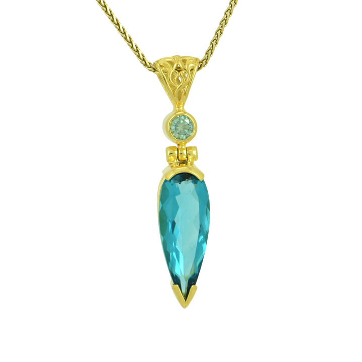 Blue Green Obsidian Pendant