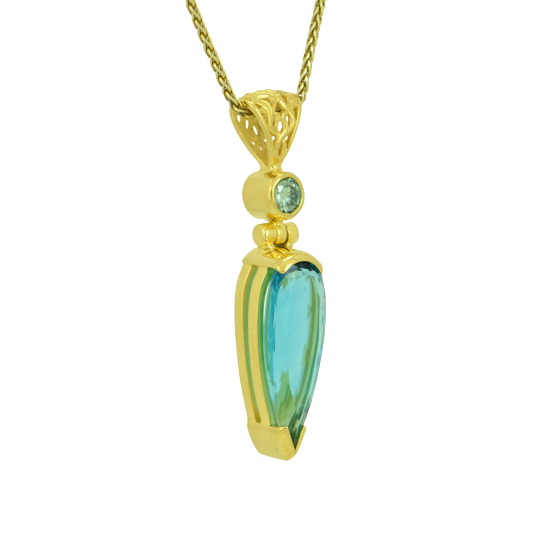 Blue Green Obsidian Pendant