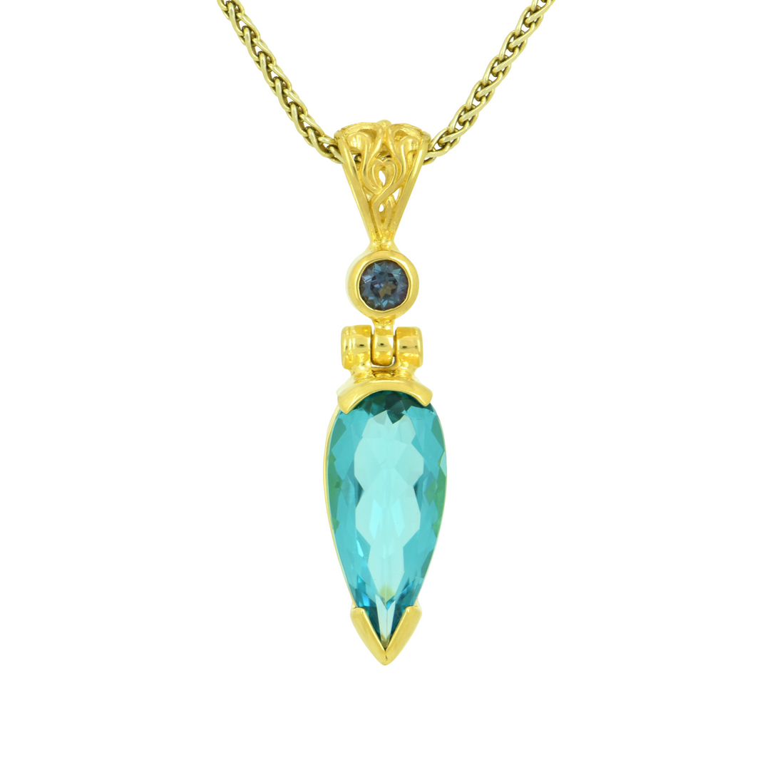Blue Green Obsidian Pendant