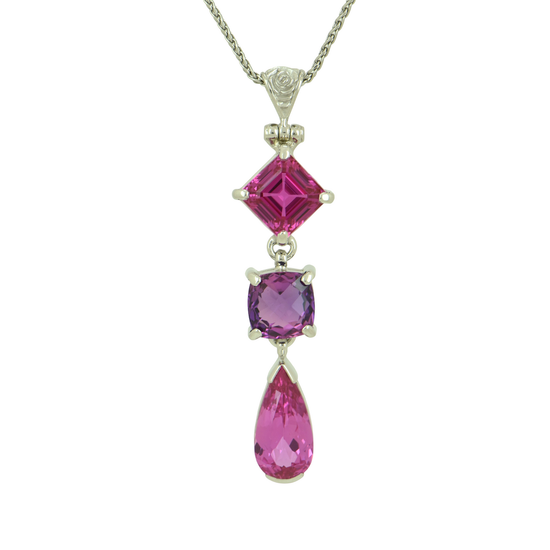Parvati Pink Sapphire, Amethyst, Shasta Pink Sapphire Pendant