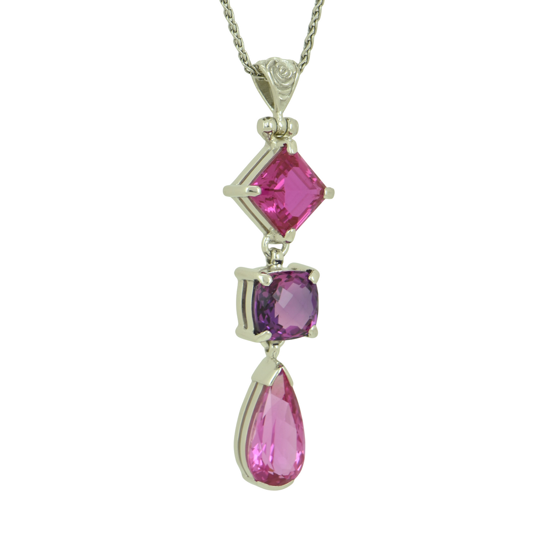 Parvati Pink Sapphire, Amethyst, Shasta Pink Sapphire Pendant