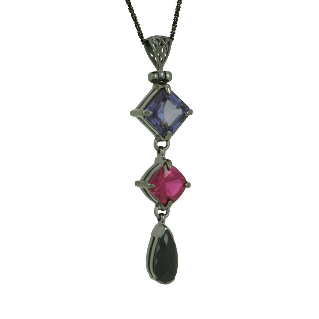 Alexandrite Effect Sapphire, Parvati Pink Sapphire, Black Spinel Pendant