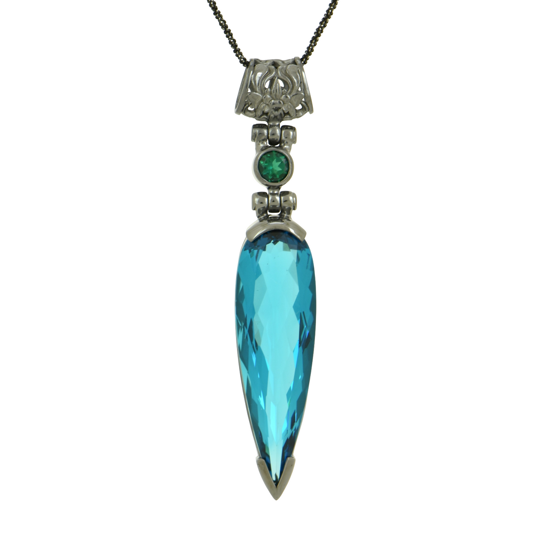 Blue Green Obsidian Pendant