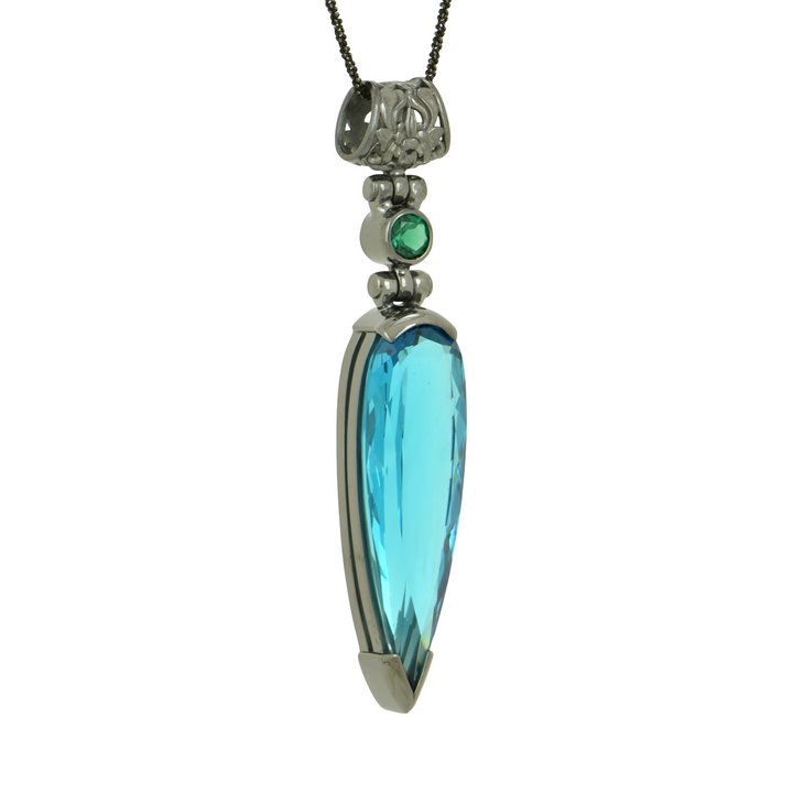 Blue Green Obsidian Pendant