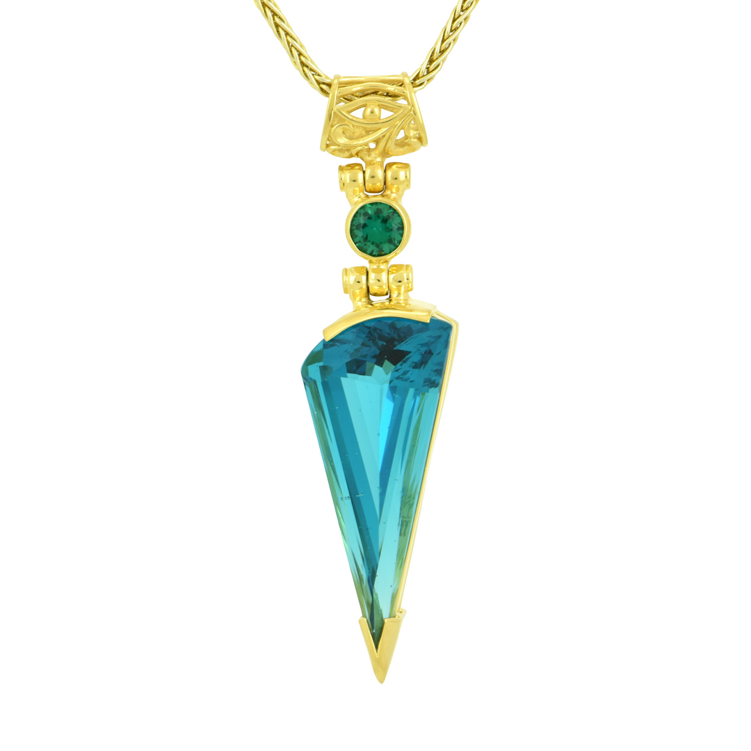 Blue Green Obsidian Pendant