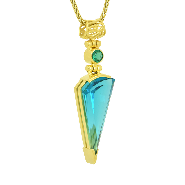 Blue Green Obsidian Pendant