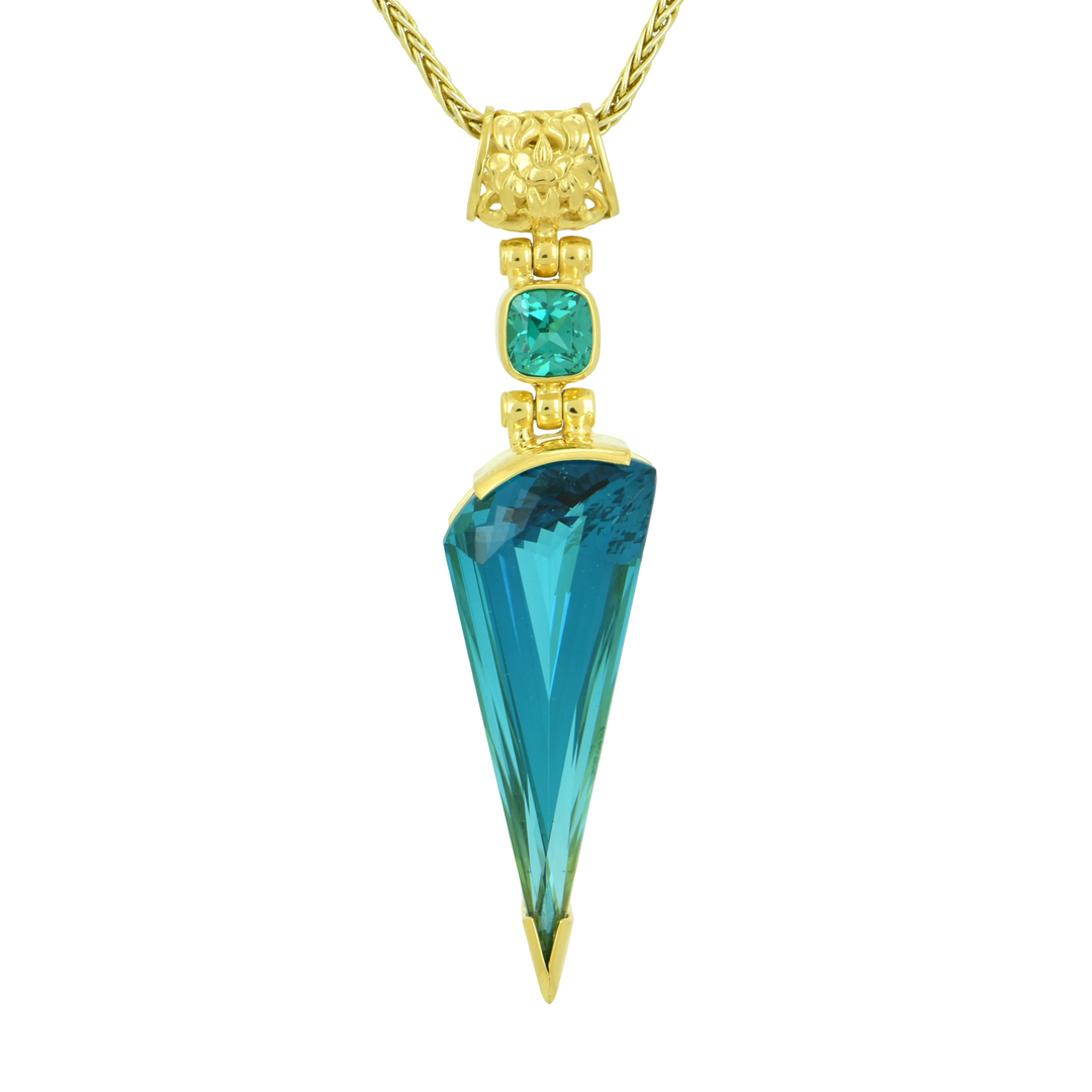 Blue Green Obsidian Pendant