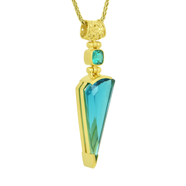 Blue Green Obsidian Pendant