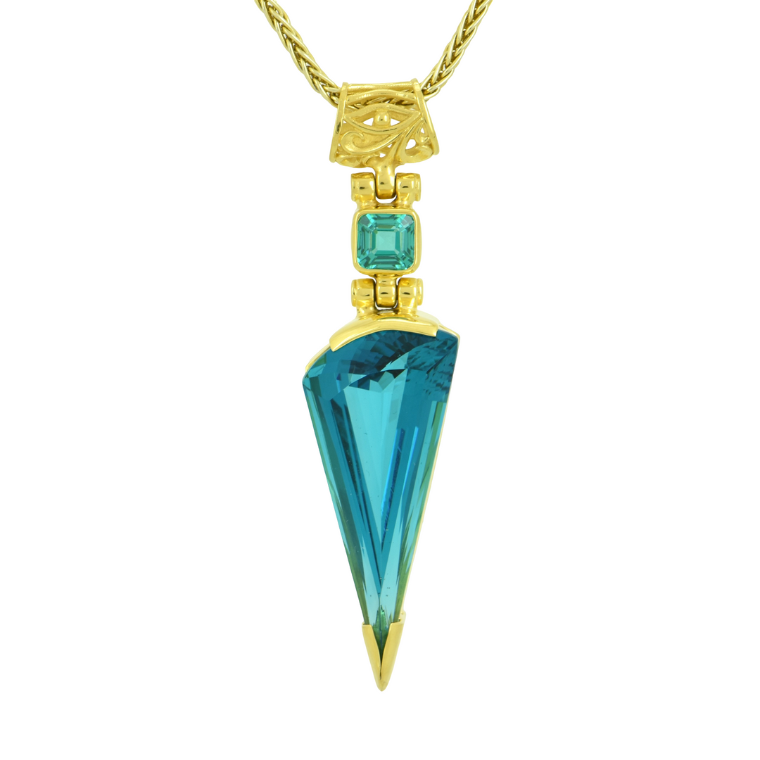 Blue Green Obsidian Pendant